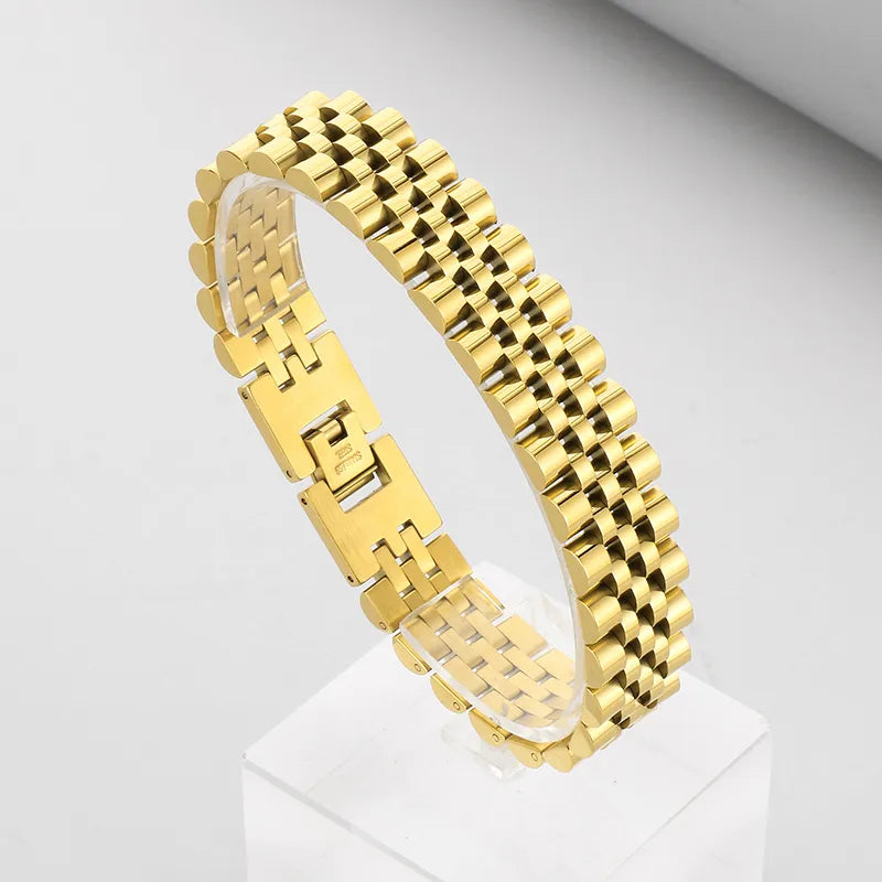 Pulsera Hip Hop Dorado Acero Inoxidable