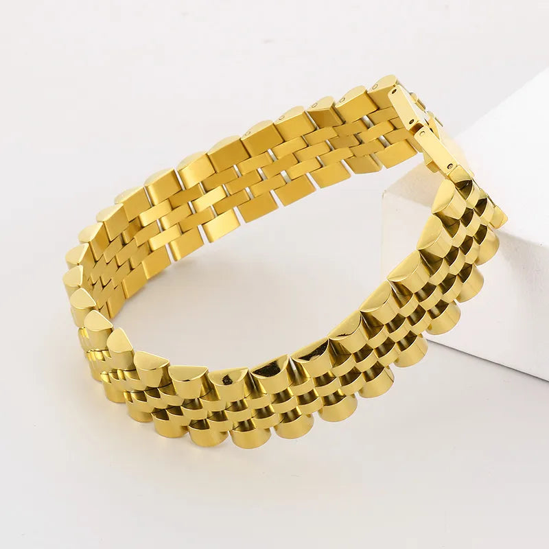 Pulsera Hip Hop Dorado Acero Inoxidable