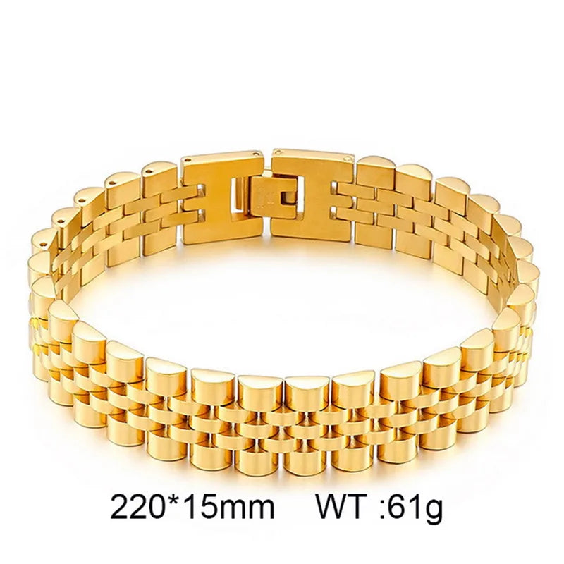 Pulsera Hip Hop Dorado Acero Inoxidable