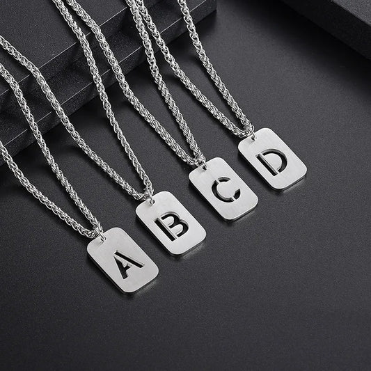 Collar Hip Hop Letra Acero Titanio