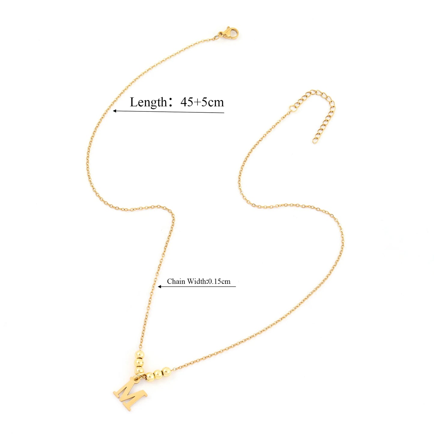 Collar Letra Bolitas Acero Inoxidable