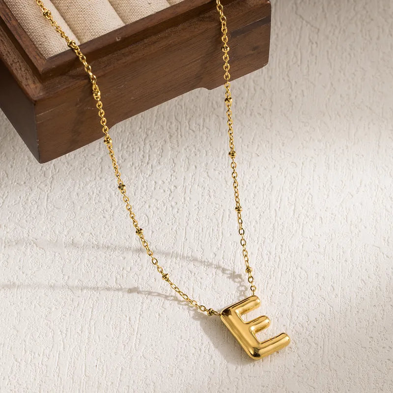 Collar Letra Cadena Bolitas Acero Inoxidable