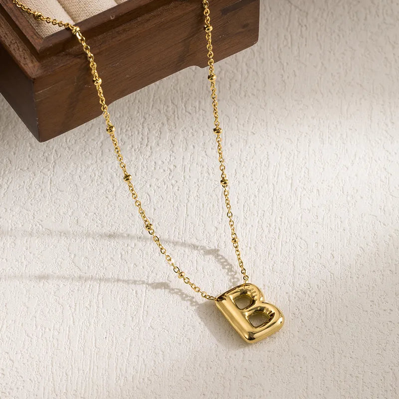 Collar Letra Cadena Bolitas Acero Inoxidable