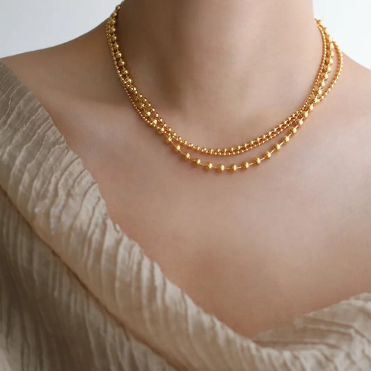 Collar Dorado Tres Capas Acero Inoxidable