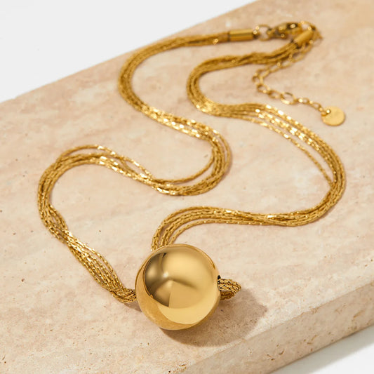 Collar Bola Dorado Acero Inoxidable