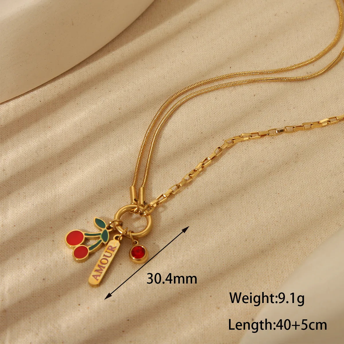 Collar Amour Cereza Acero Inoxidable