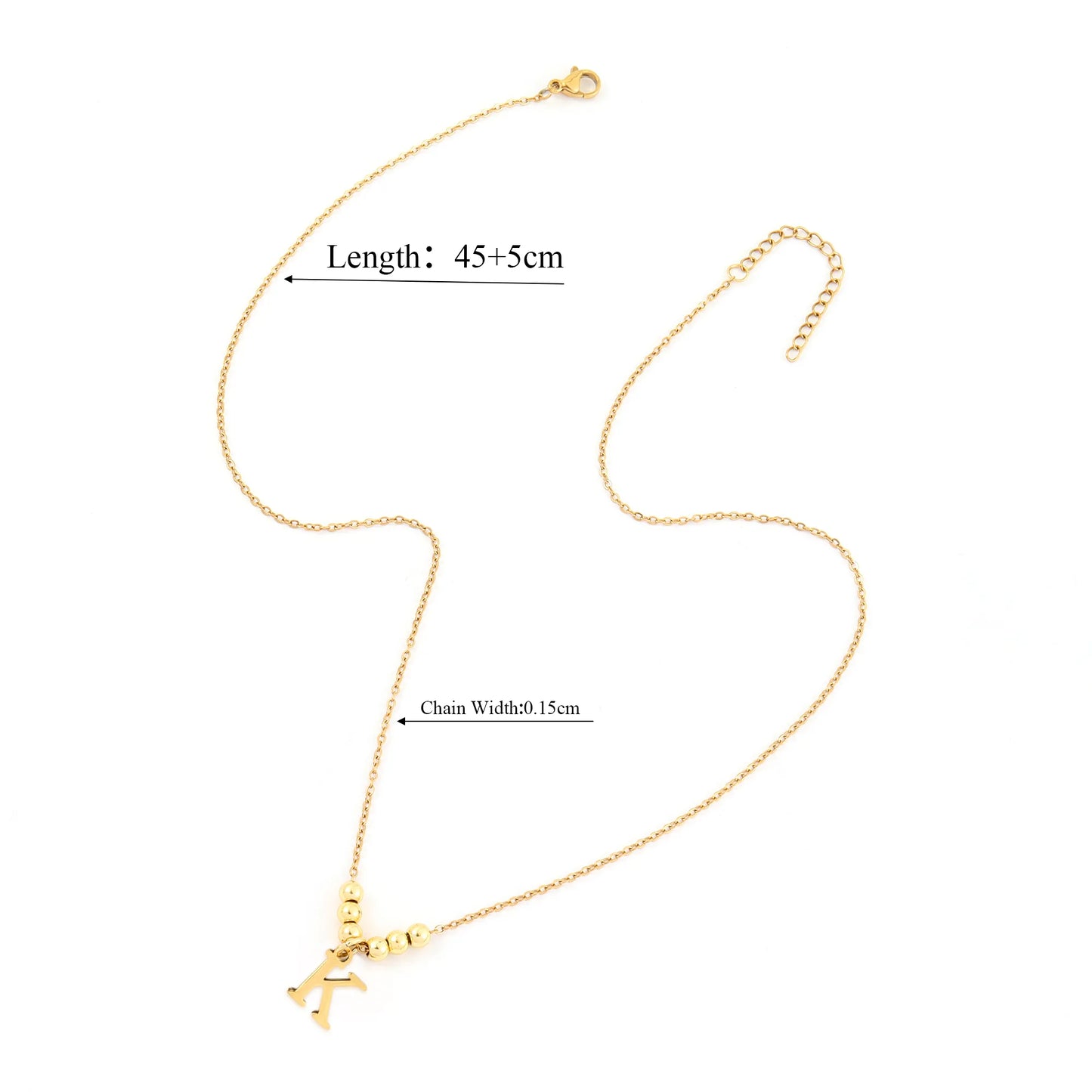 Collar Letra Bolitas Acero Inoxidable