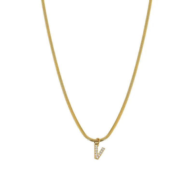 Collar Circón Letra Acero Titanio