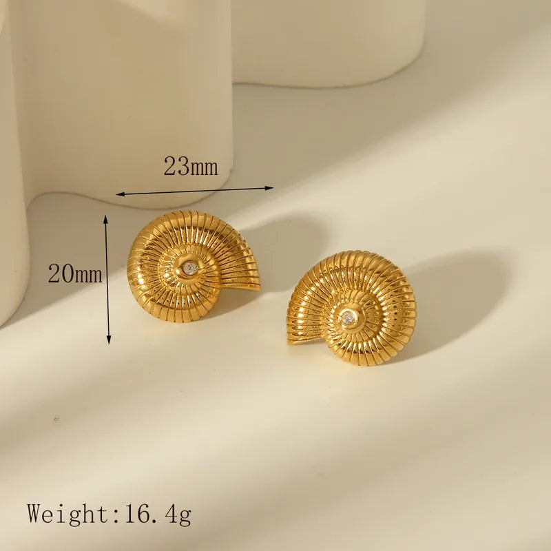 Aretes Cocha Dorado Acero Inoxidable