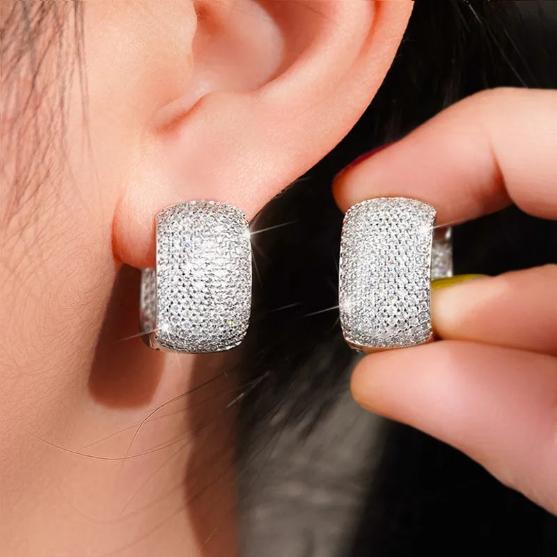 Aretes Plateados Circón Cobre
