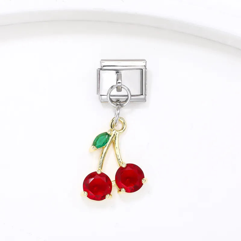 Charm Italiano Cerezas Acero Inoxidable