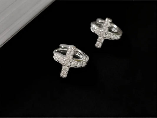 Mini Aretes Cruz Plata Esterlina S925