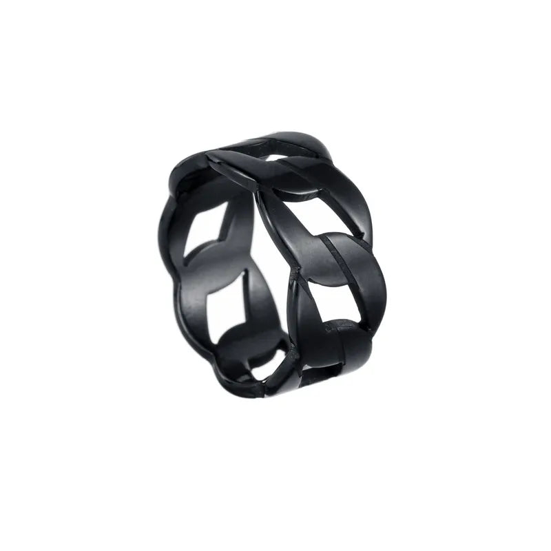 Anillo Negro Cadena Acero Inoxidable