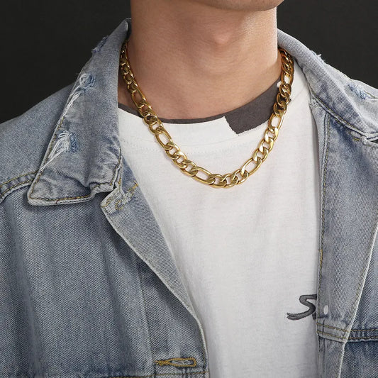 Cadena Gruesa Acero Inoxidable Chapado en oro