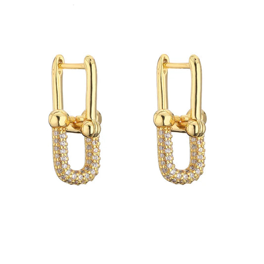 Aretes Forma De U Cobre Circón