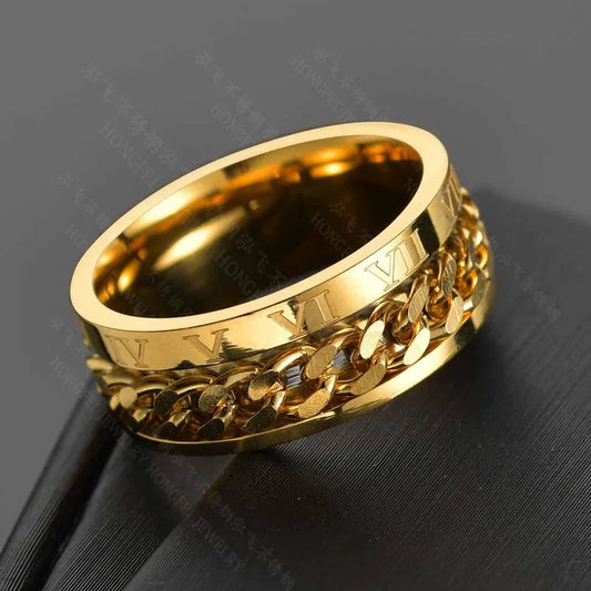 Anillo Cadena Romanos Dorado