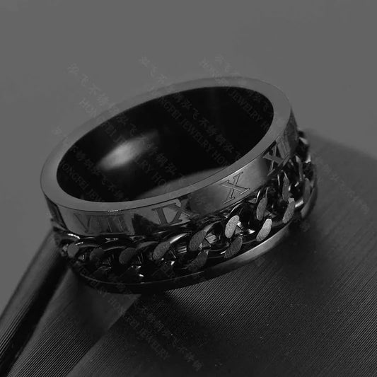 Anillo Cadena Romanos Negro
