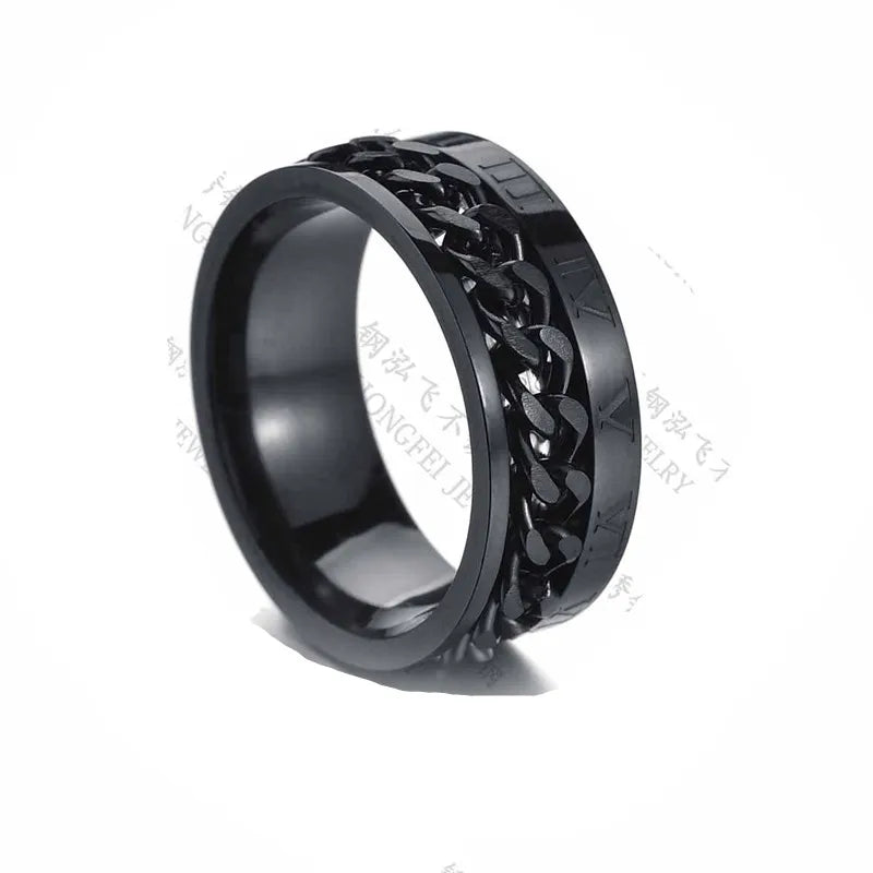 Anillo Cadena Romanos Negro