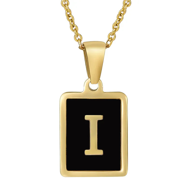 Collar Inicial Negro Dorado