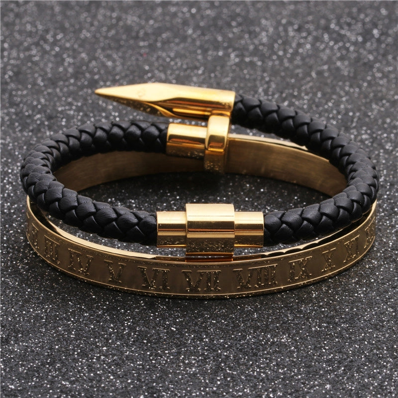 Set Pulseras Números Romanos Clavo