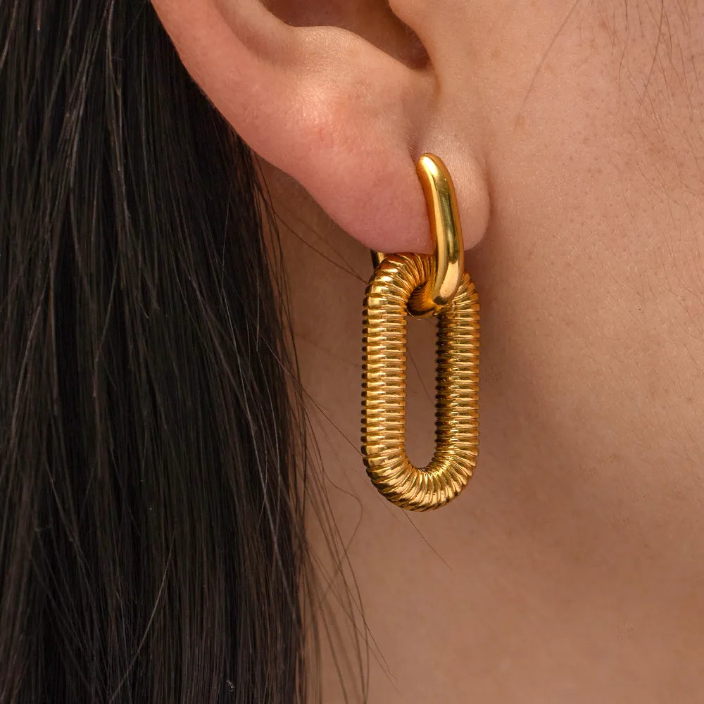 Aretes Oval Acero Inoxidable