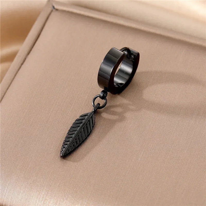 Arete Hoja Negro Acero Inoxidable