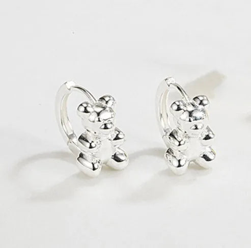 Aretes Oso Plata De Ley 925