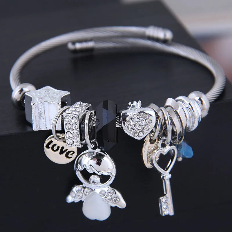 Pulsera Angel Estrella Llave Acero Inoxidable