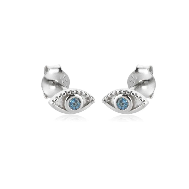 Aretes Ojo Azul Plata S925