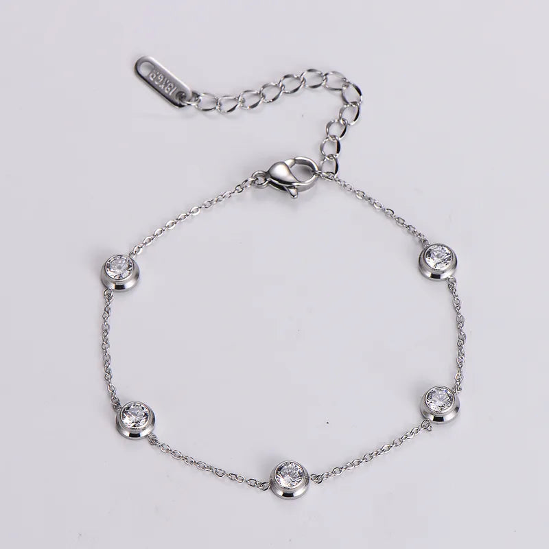 Pulsera Elegante Circón Acero Inoxidable