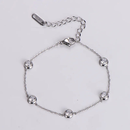 Pulsera Elegante Circón Acero Inoxidable