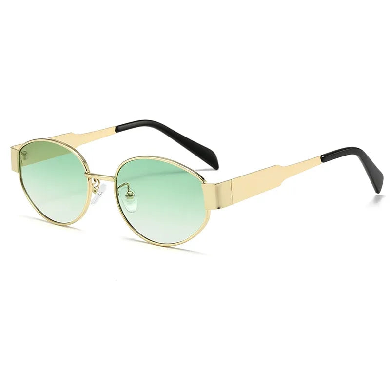 Gafas Verde Marco Ovalado Dorado