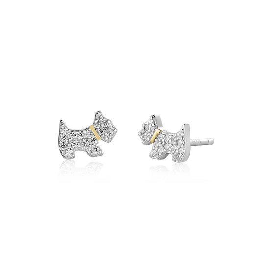 Aretes Perro Circón Plata S925