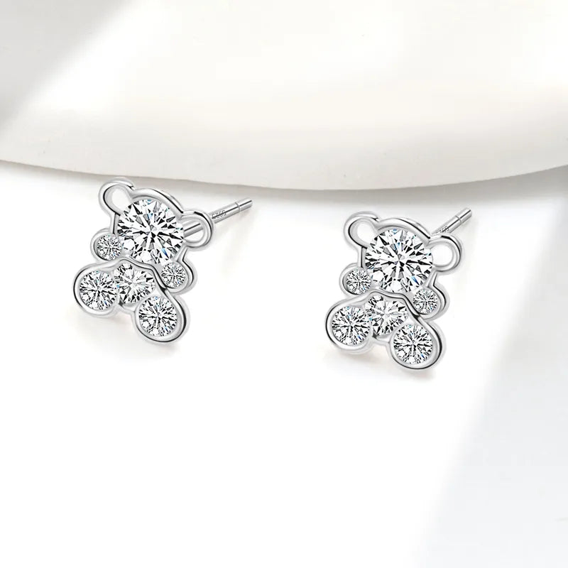 Aretes Oso Plata De Ley 925