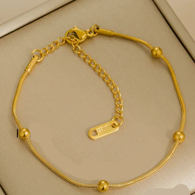 Pulsera Delgada Bolitas Acero Inoxidable