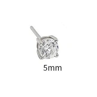 Aretes Circón Redondo 5mm Plata S925