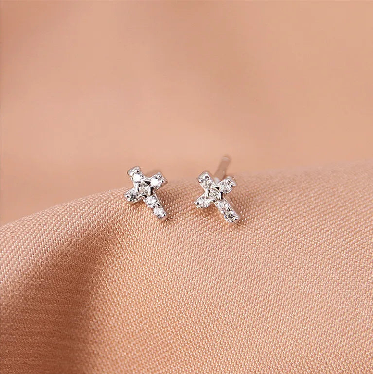 Aretes Cruz Plata 925