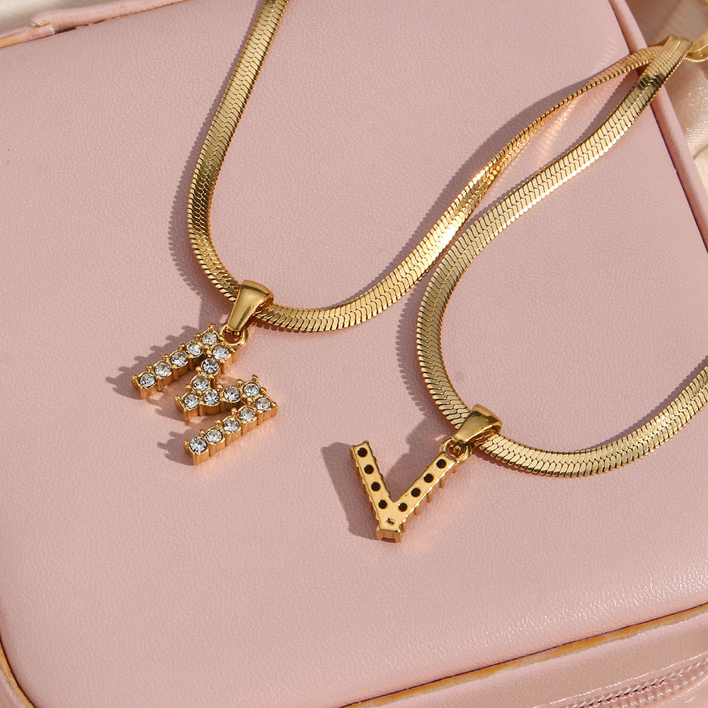 Collar Inicial Circón Acero Inoxidable