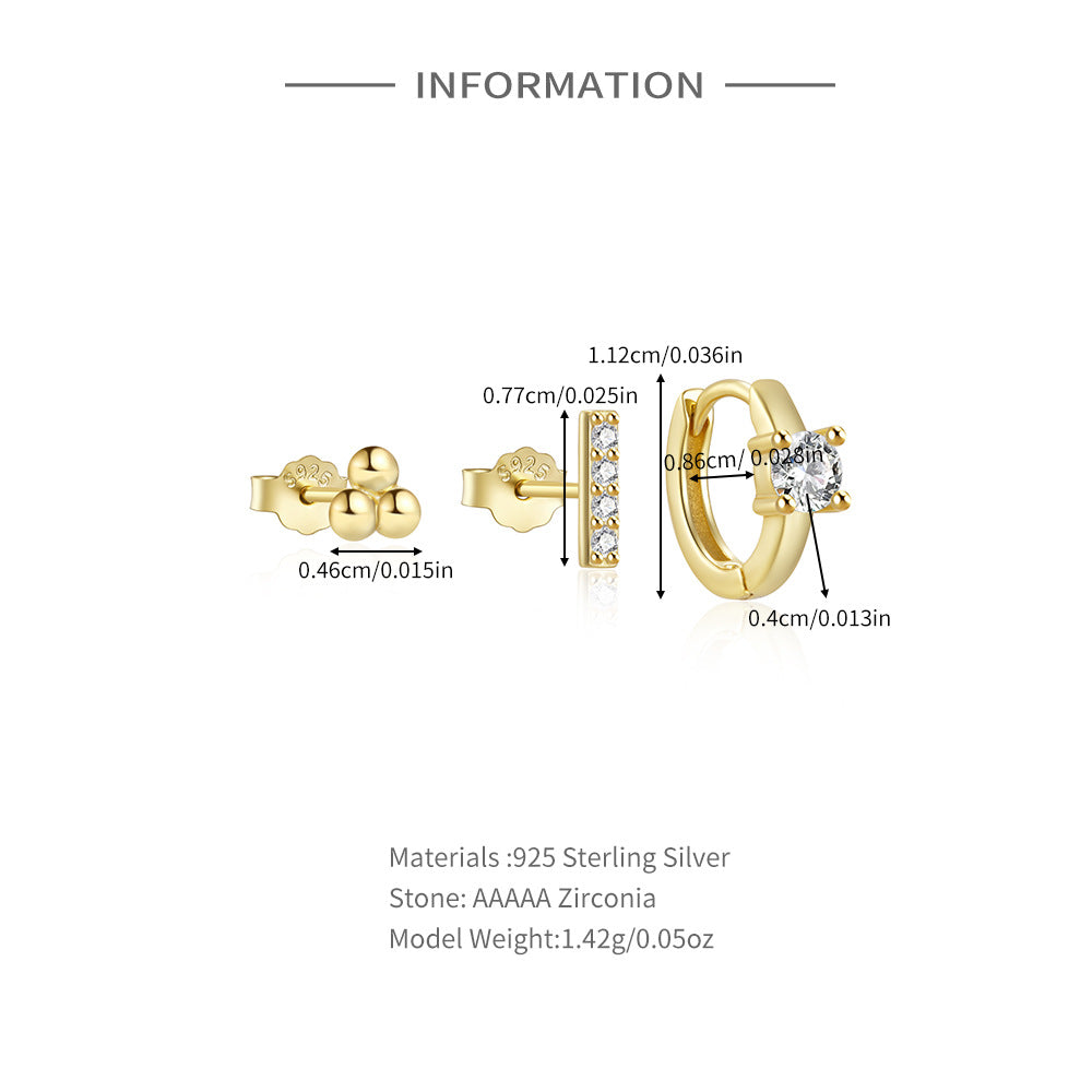 Set Tres Piezas Dorado Plata Ley 925