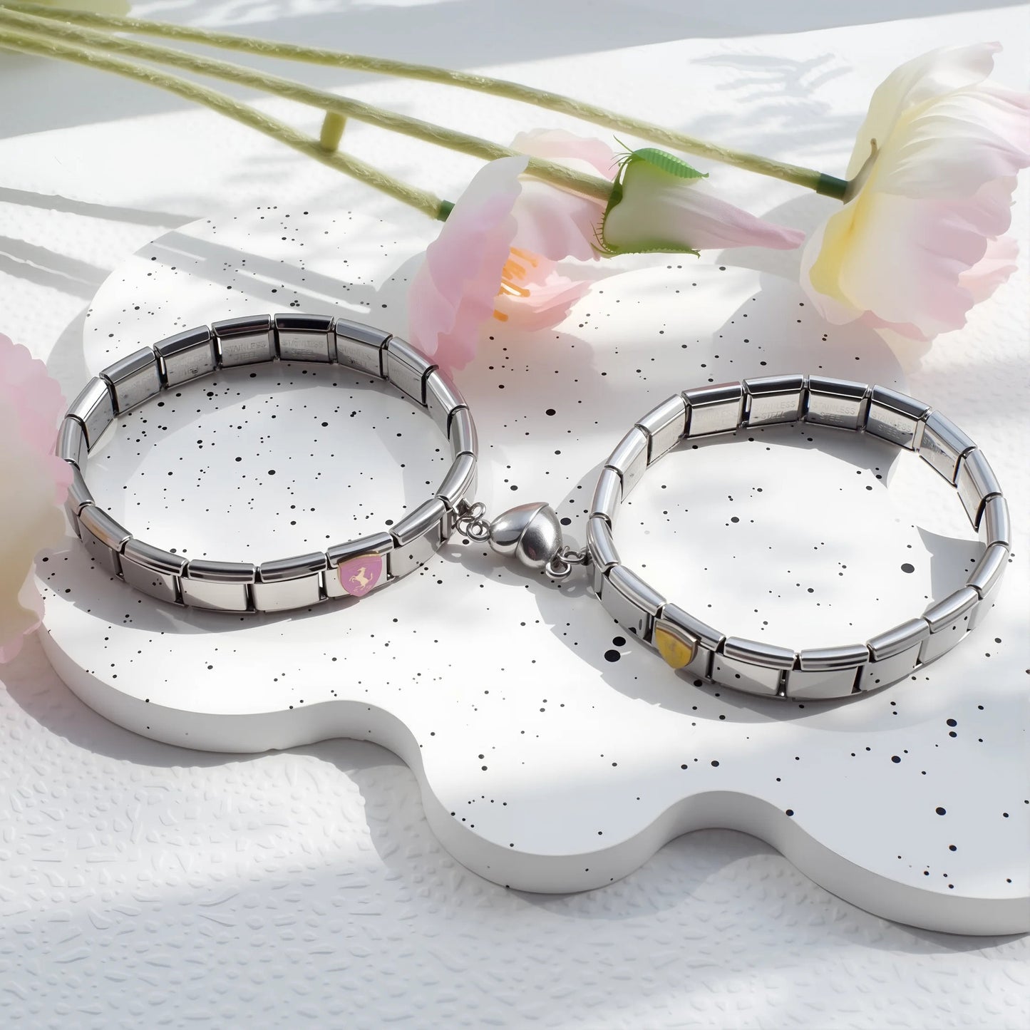 Pulseras Pareja Italiana Caballo Acero Inoxidable