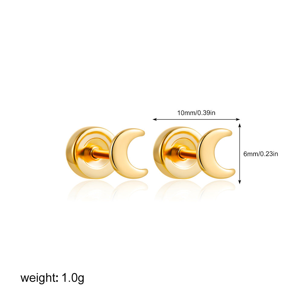 Aretes Luna Acero Inoxidable