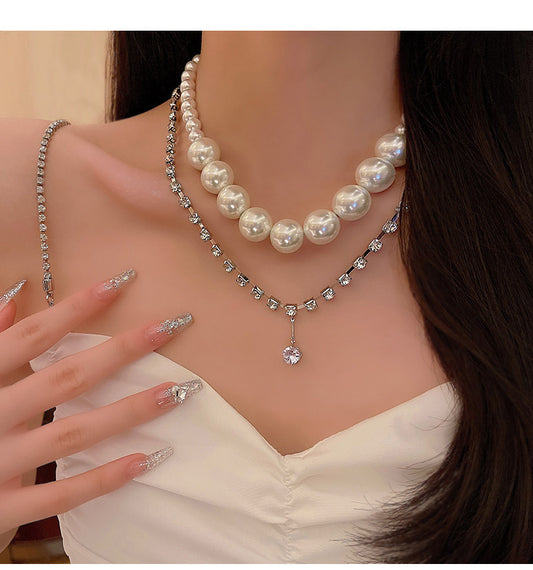 Collar Doble Circón Perlas