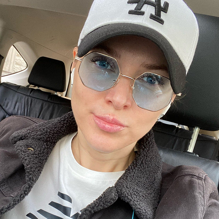 Gafas Azul Polígono Dorado