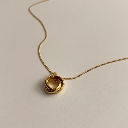 Collar Anillos Dorado Plata De Ley 925