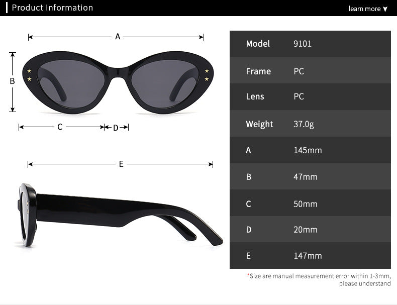 Gafas Ovaladas Estrellas Negras