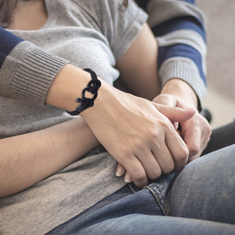 Pulsera Negra Tela Acero Inoxidable