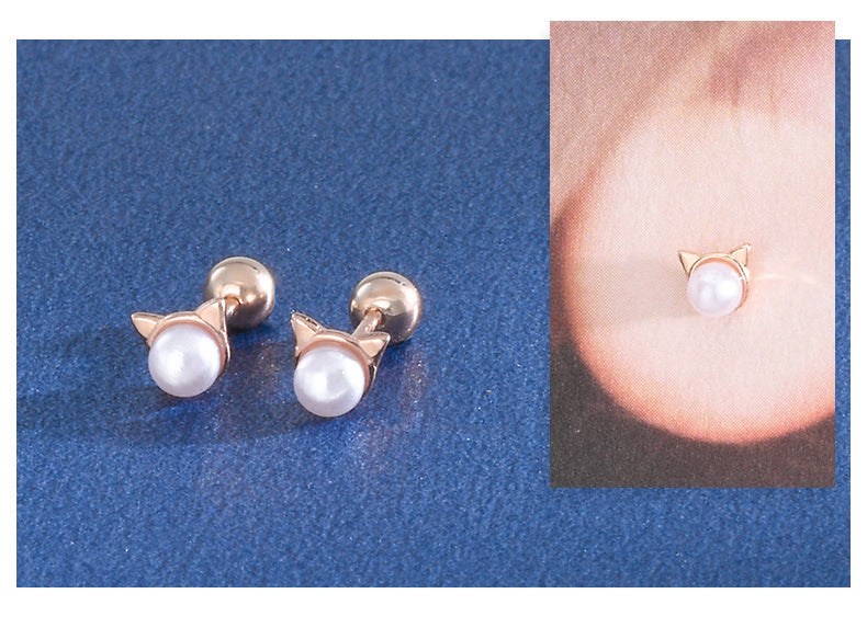 Aretes Oro Rosado Perlas Artificiales Plata De Ley 925