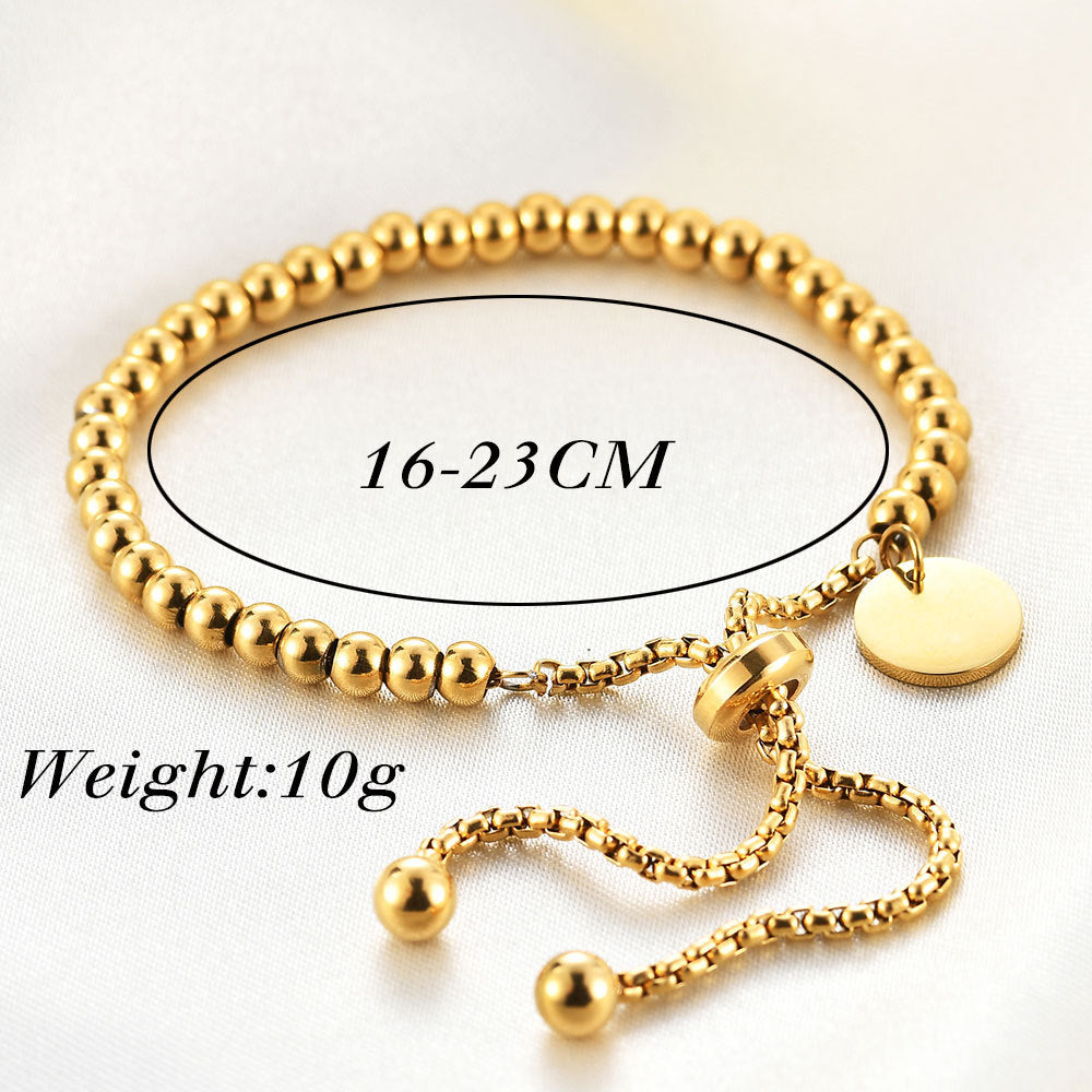 Pulsera Ajustable Con Cuentas Acero Titanio