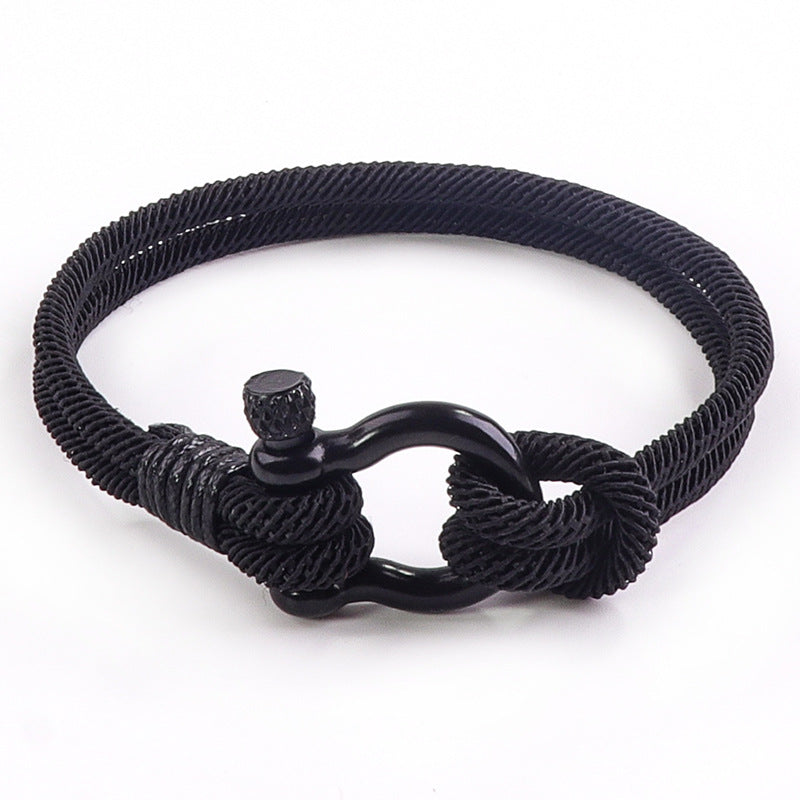 Pulsera Negra Tela Acero Inoxidable