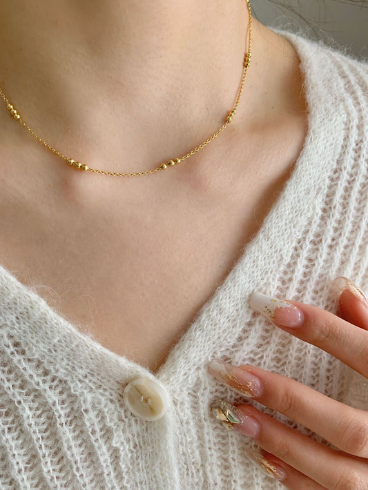 Collar Delicado Bolitas Plata De Ley 925